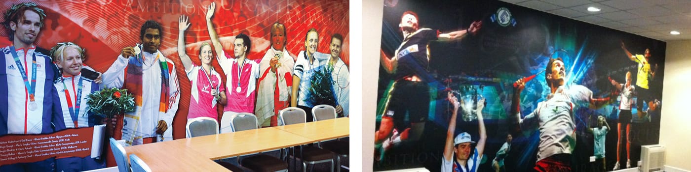 Creation of large format wall graphics at the head office of the sports national governing body.