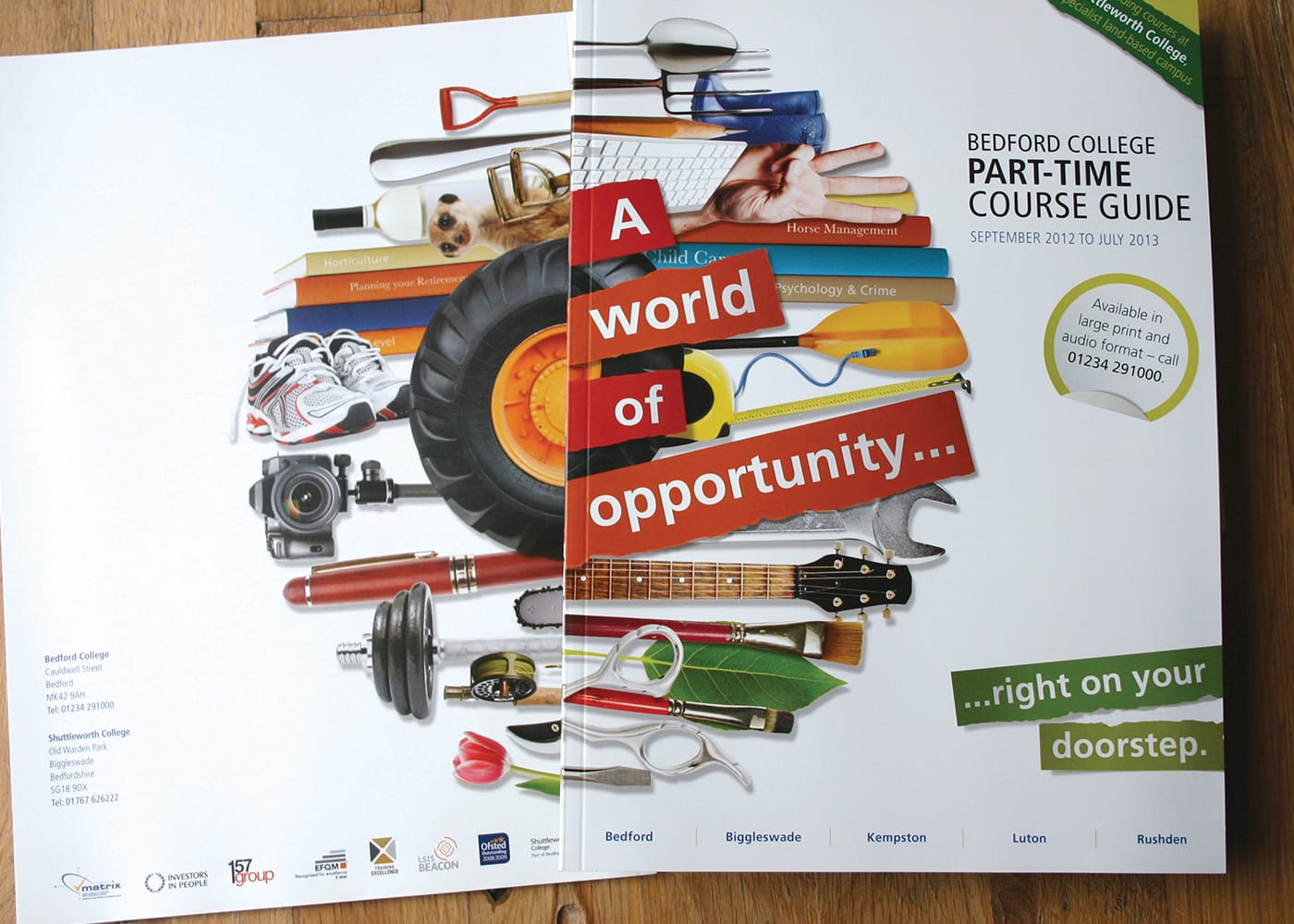 Creation of a series of prospectuses encouraging part-time learning, on behalf of a major regional college.