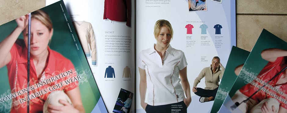 Creation of a suite of sales and marketing materials on behalf of an online ladies golf clothing company.