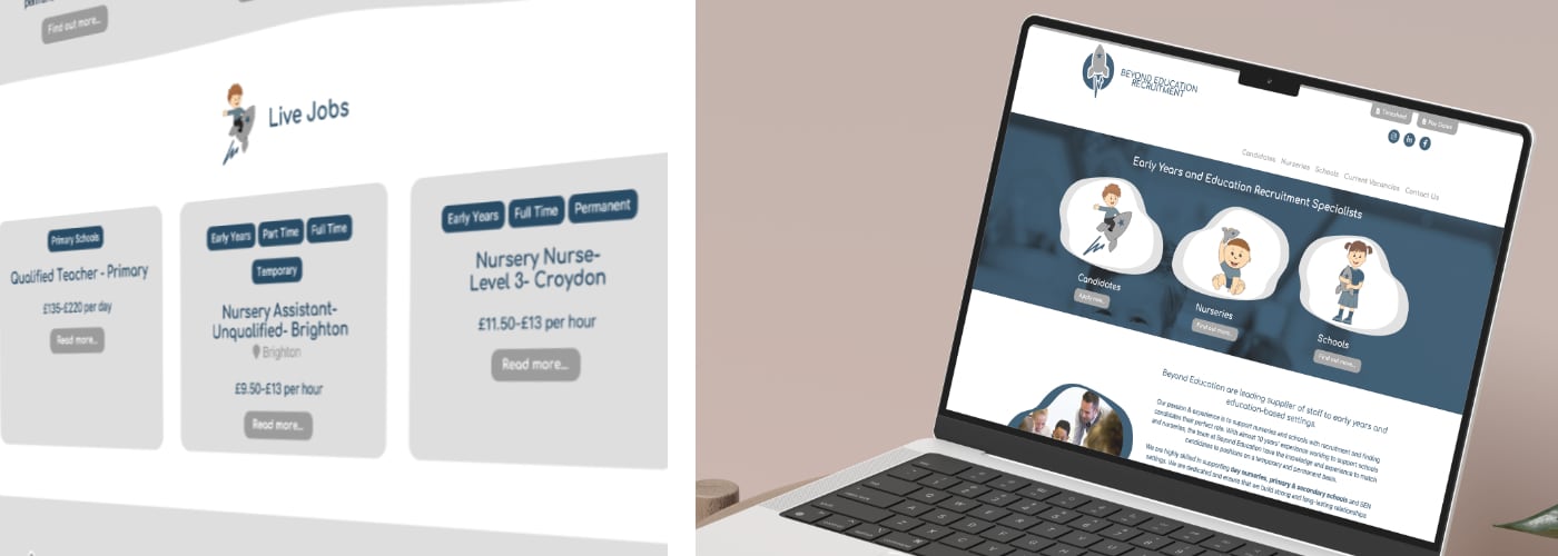 Website development for early years education recruitment specialists.
