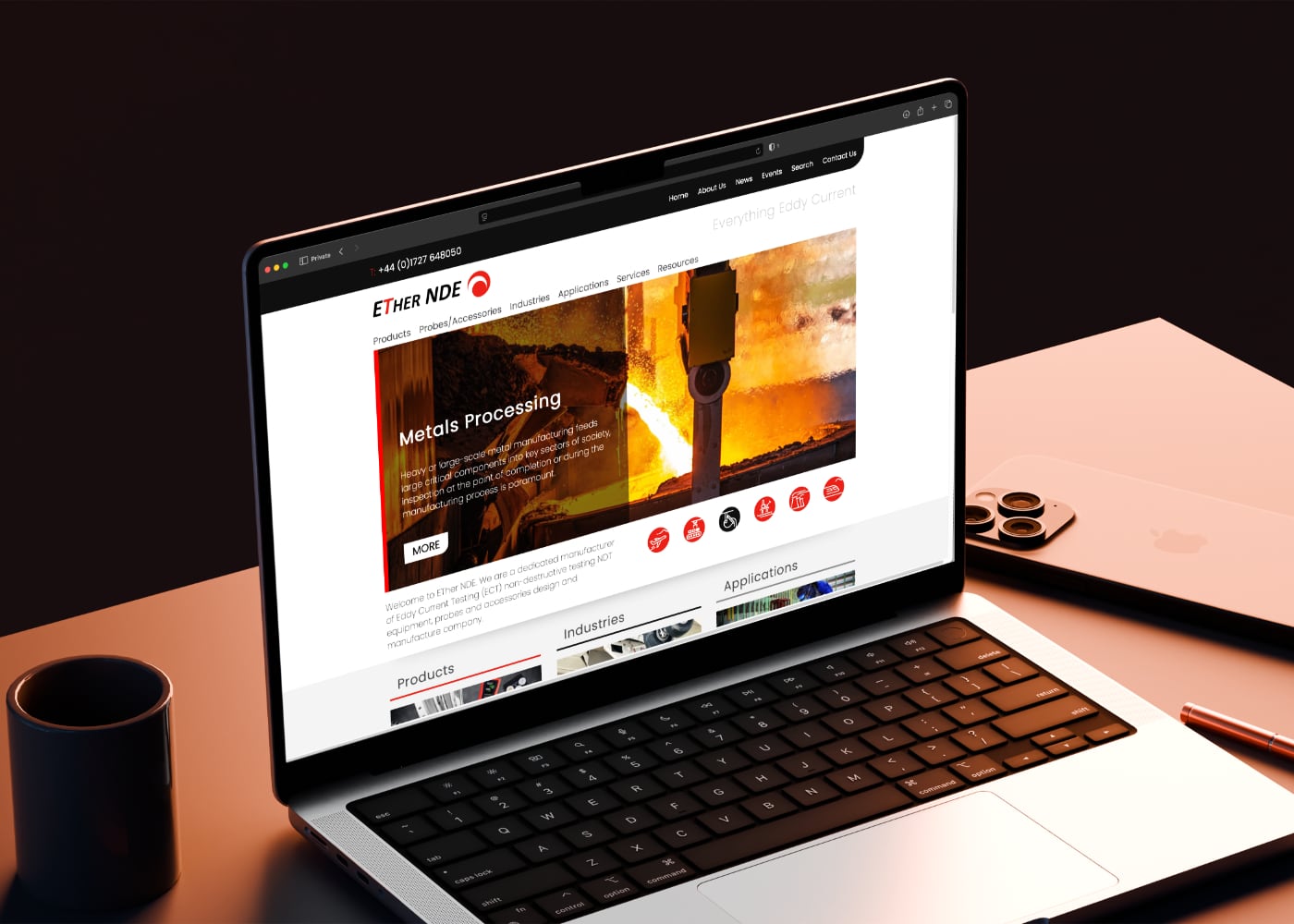 Website development for specialist Eddy Current (ECT) and Non-Destructive (NDT) testing equipment, probes and accessories. Includes extensive accessory catalogue with ordering facility.