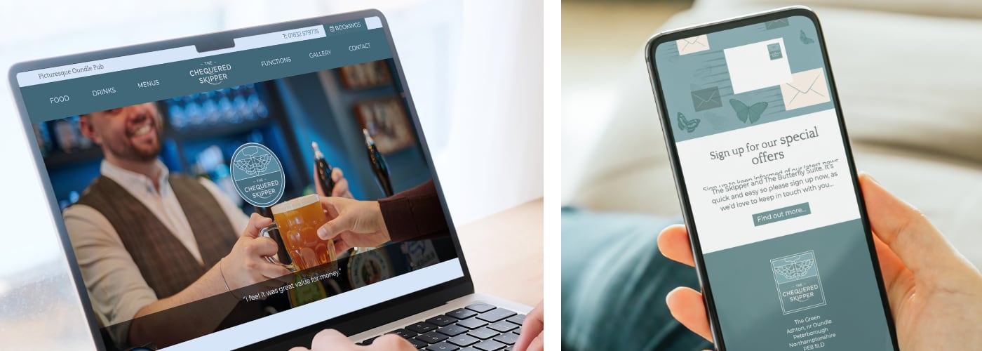 Website development for a country pub and restaurant in Northamptonshire.