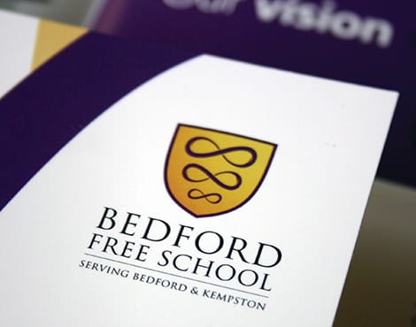 Branding & implementation project, including uniform creation, for a new school located in the centre of Bedford.